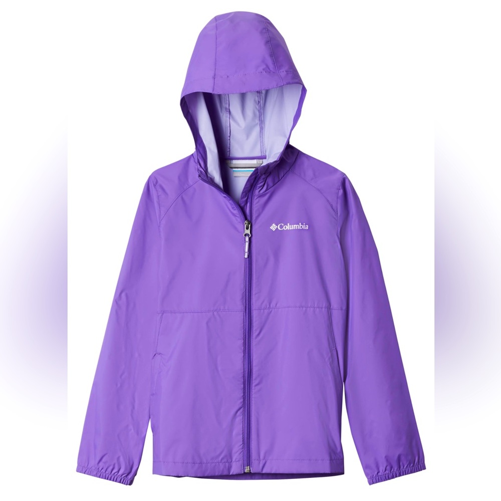Like New!!COLUMBIA GIRLS RAIN JACKET~Size:Large Purple with Hood/pockets
